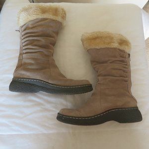 BareTraps Zip Back Suede Leather Faux Fur Boots
